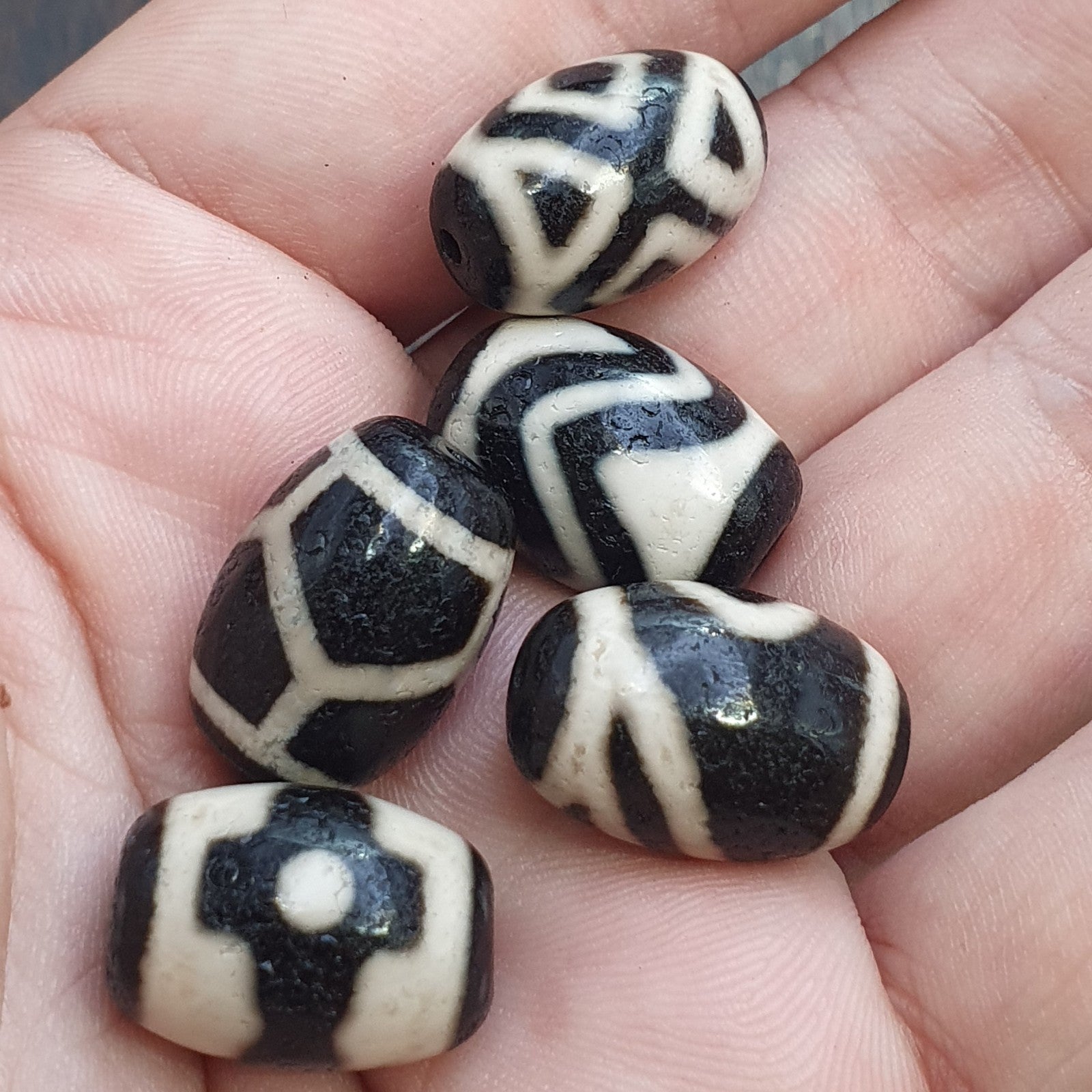 Lot 5 Tibetan dzi bead old amulet Agate Vintage Tibet pendant Necklace