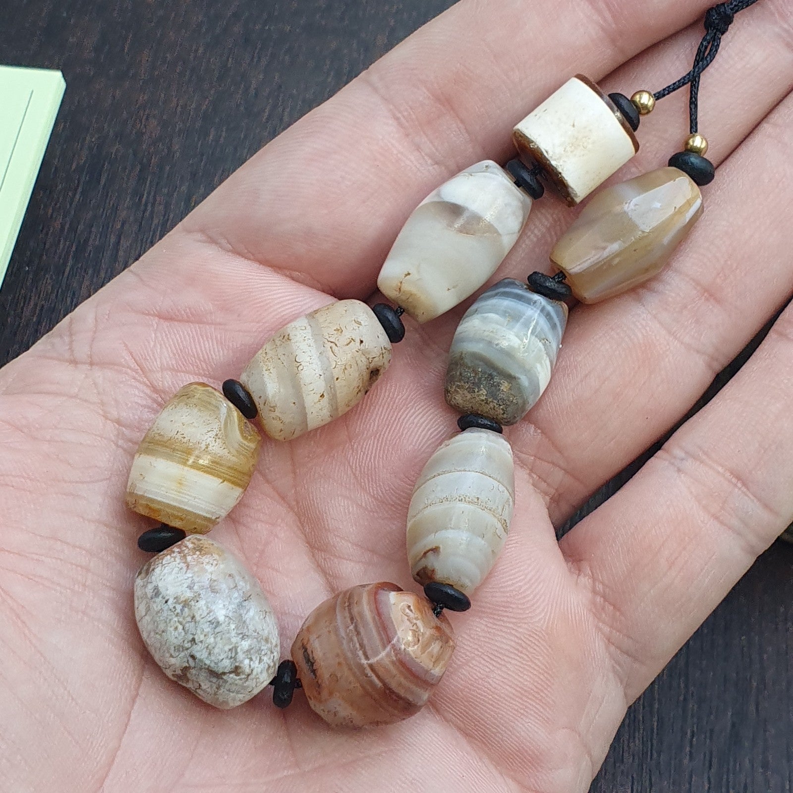 Lot 9 Ancient Middle eastern Yemeni African agate beaded Bracelet 1500+ y old