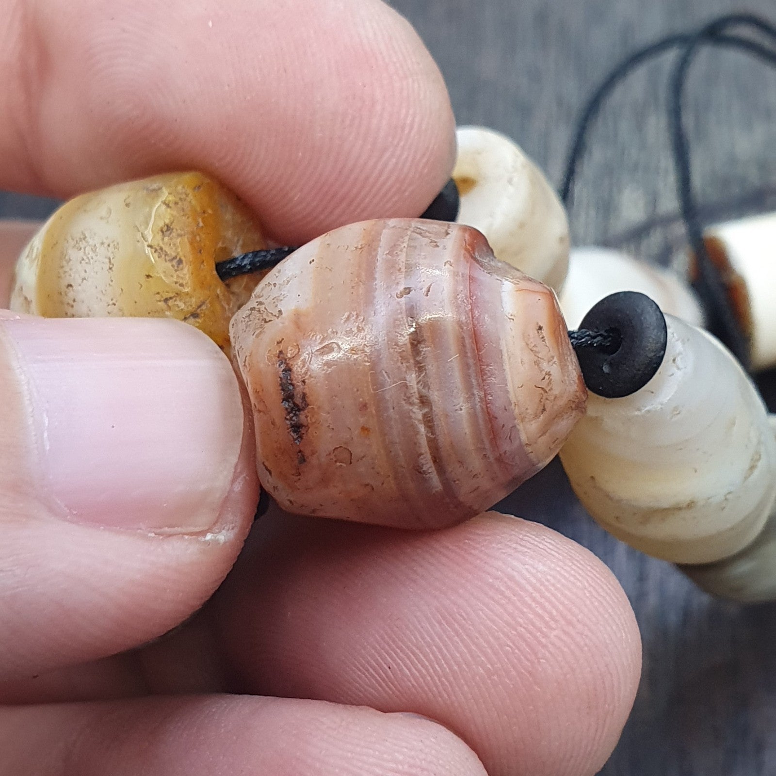 Lot 9 Ancient Middle eastern Yemeni African agate beaded Bracelet 1500+ y old