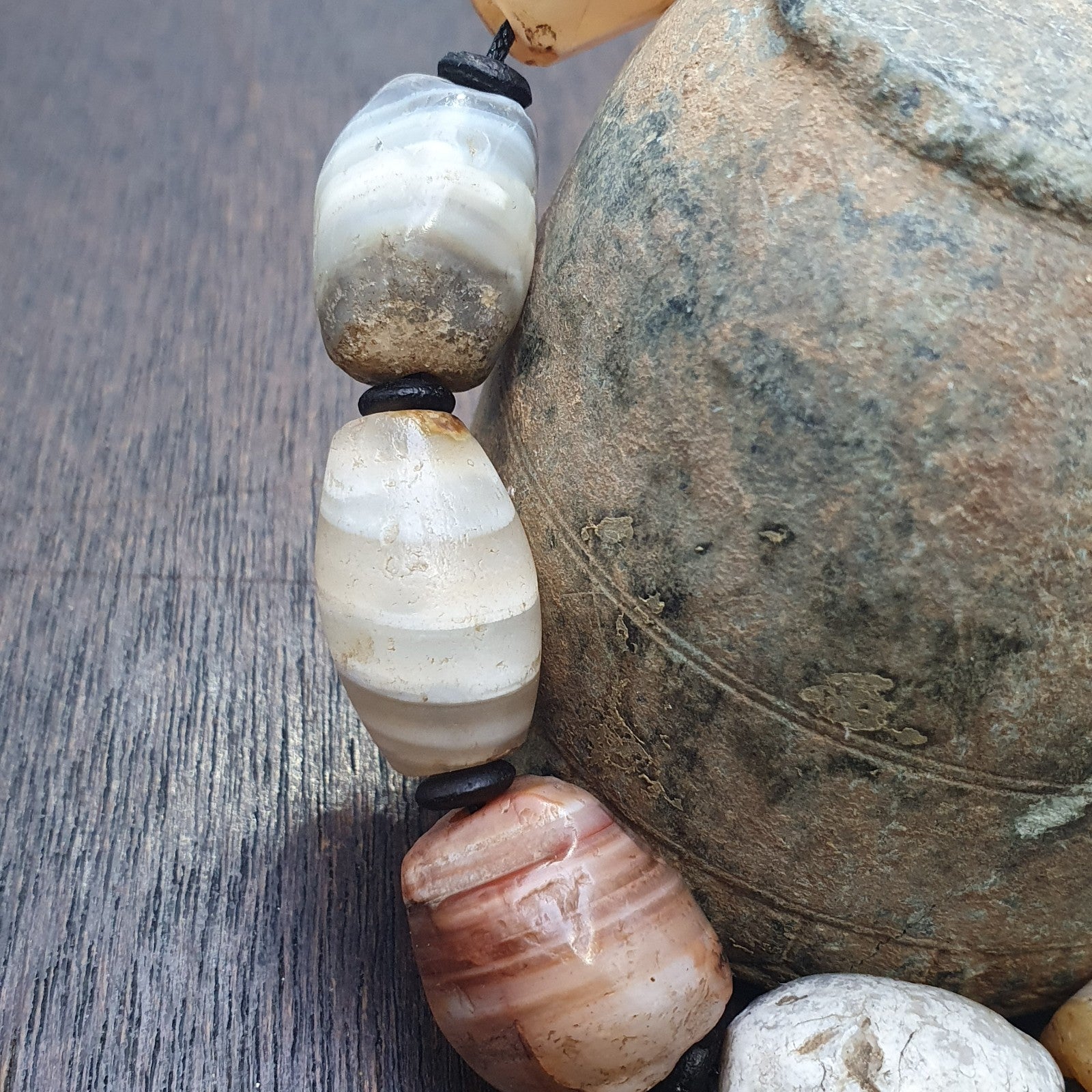 Lot 9 Ancient Middle eastern Yemeni African agate beaded Bracelet 1500+ y old