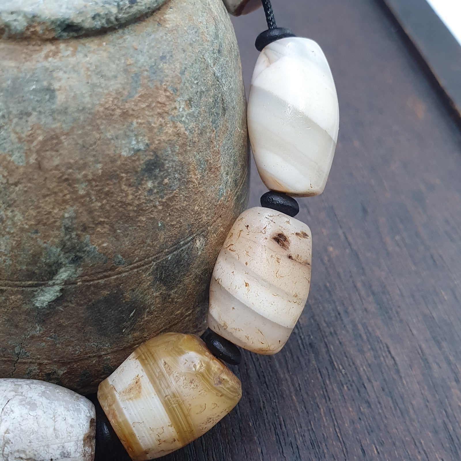 Lot 9 Ancient Middle eastern Yemeni African agate beaded Bracelet 1500+ y old