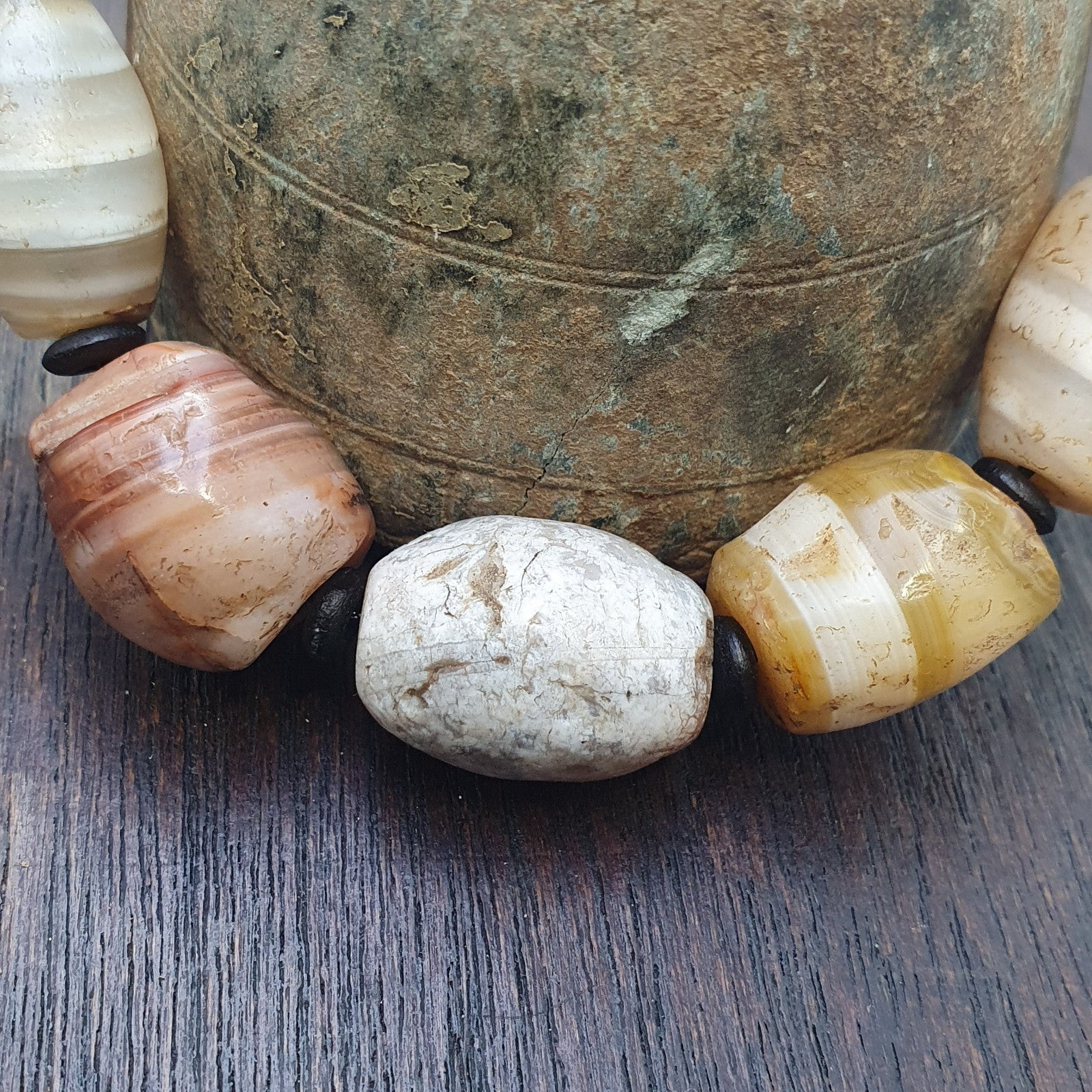 Lot 9 Ancient Middle eastern Yemeni African agate beaded Bracelet 1500+ y old