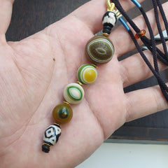 Mongolia Gobi Desert Eyes Agate & Tibetan Dzi Agate Beads Necklace