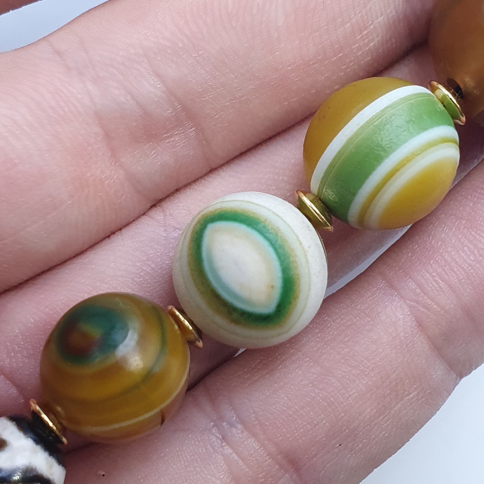 Mongolia Gobi Desert Eyes Agate & Tibetan Dzi Agate Beads Necklace