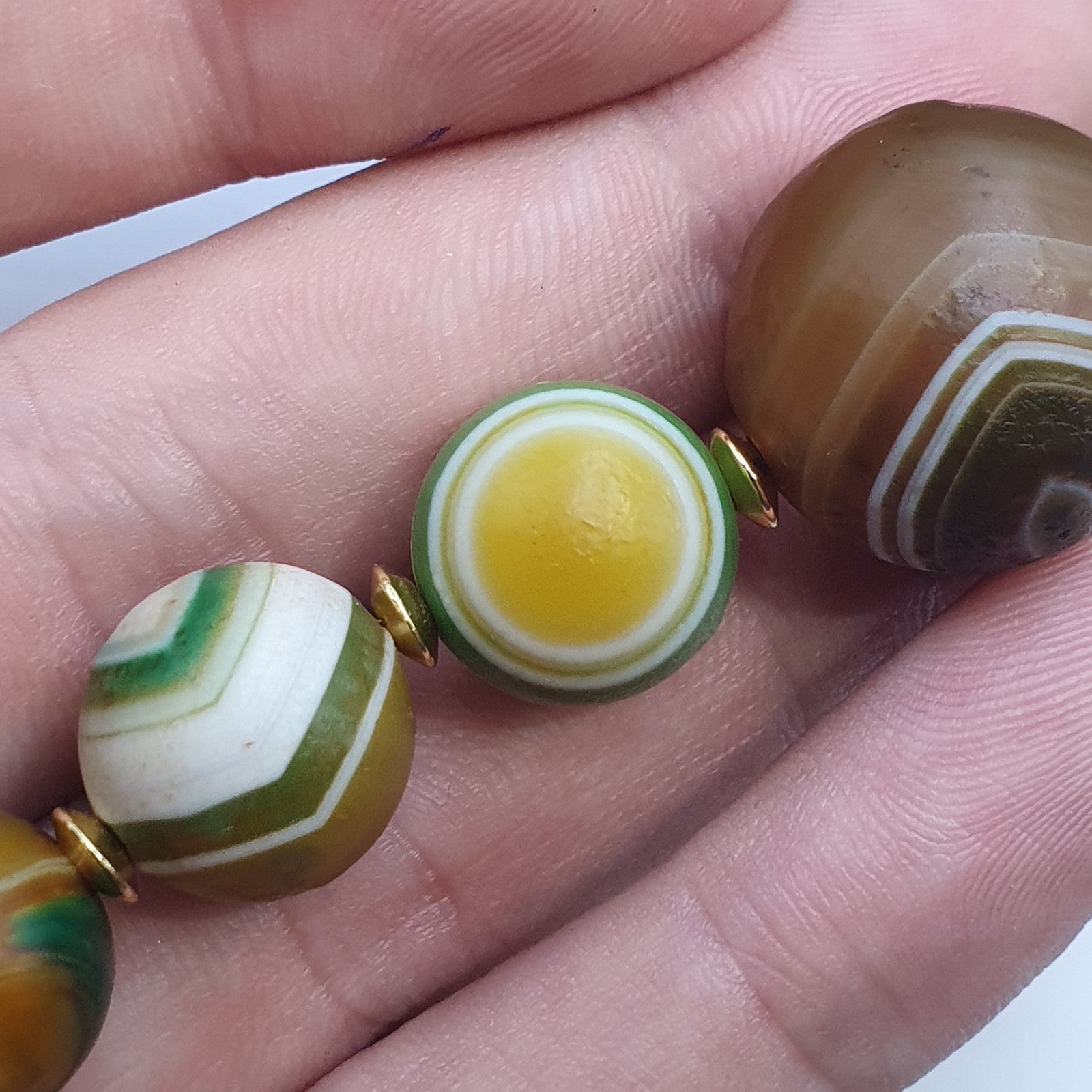 Mongolia Gobi Desert Eyes Agate & Tibetan Dzi Agate Beads Necklace