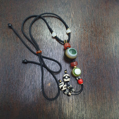 Natural Mongolia Gobi Eyes Agate & Tibetan Carnelian Stone Bead Necklace