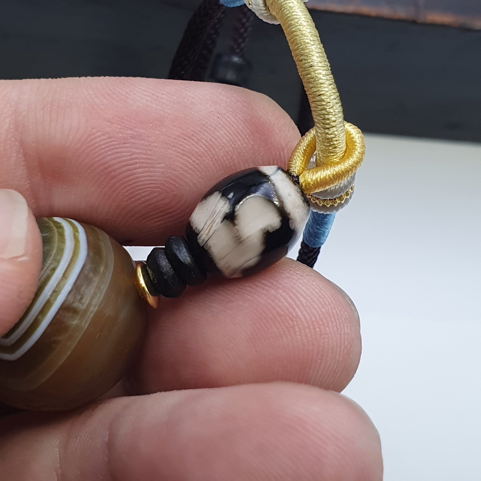 Mongolia Gobi Desert Eyes Agate & Tibetan Dzi Agate Beads Necklace