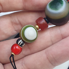 Natural Mongolia Gobi Eyes Agate & Tibetan Carnelian Stone Bead Necklace