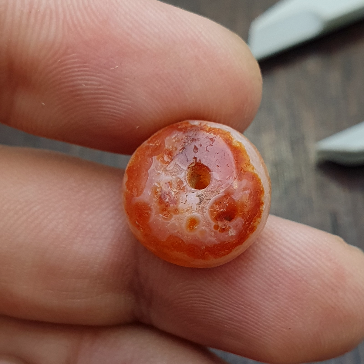Antique ancient Yemeni Middle eastern Red agate stone bead amulet