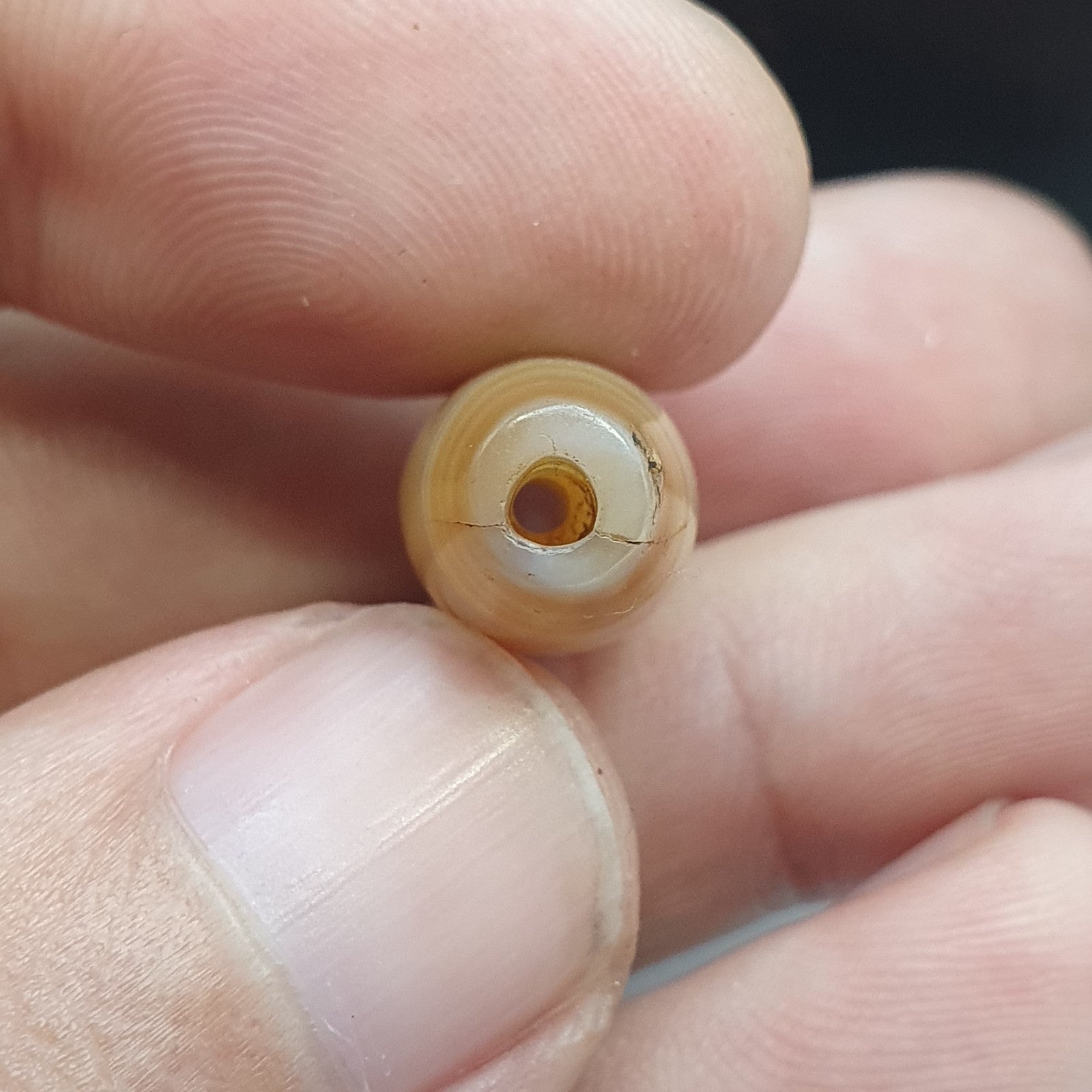 Antique ancient Yemeni Middle eastern Yellow agate stone bead amulet