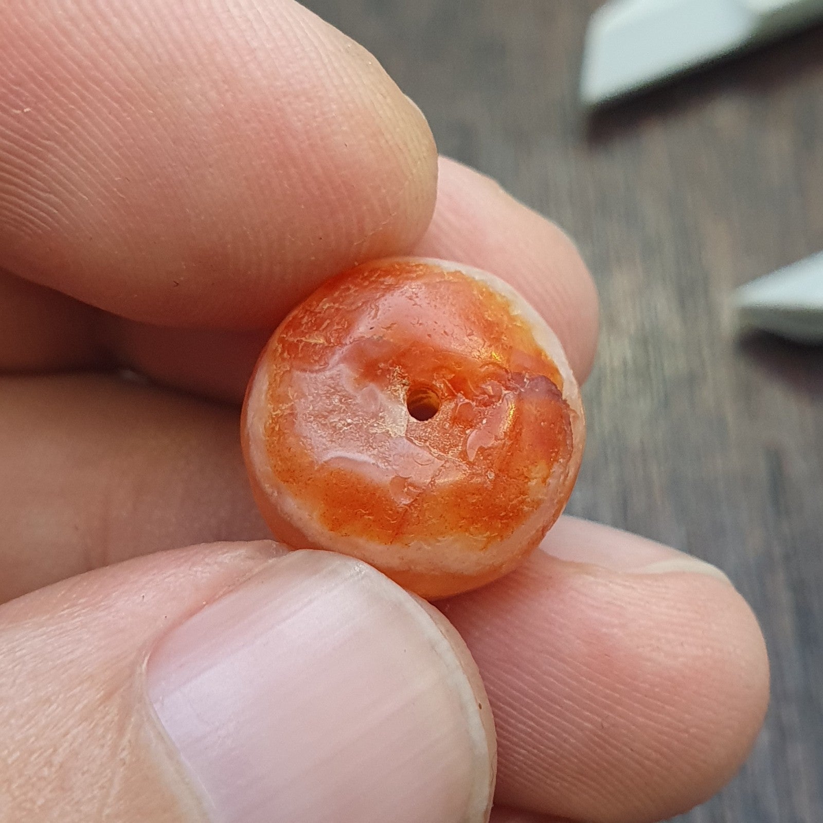 Antique ancient Yemeni Middle eastern Red agate stone bead amulet