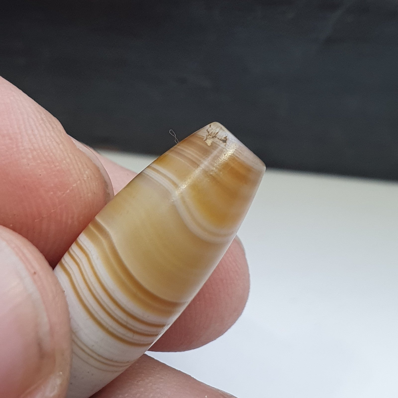 Antique ancient Yemeni Middle eastern Yellow agate stone bead amulet