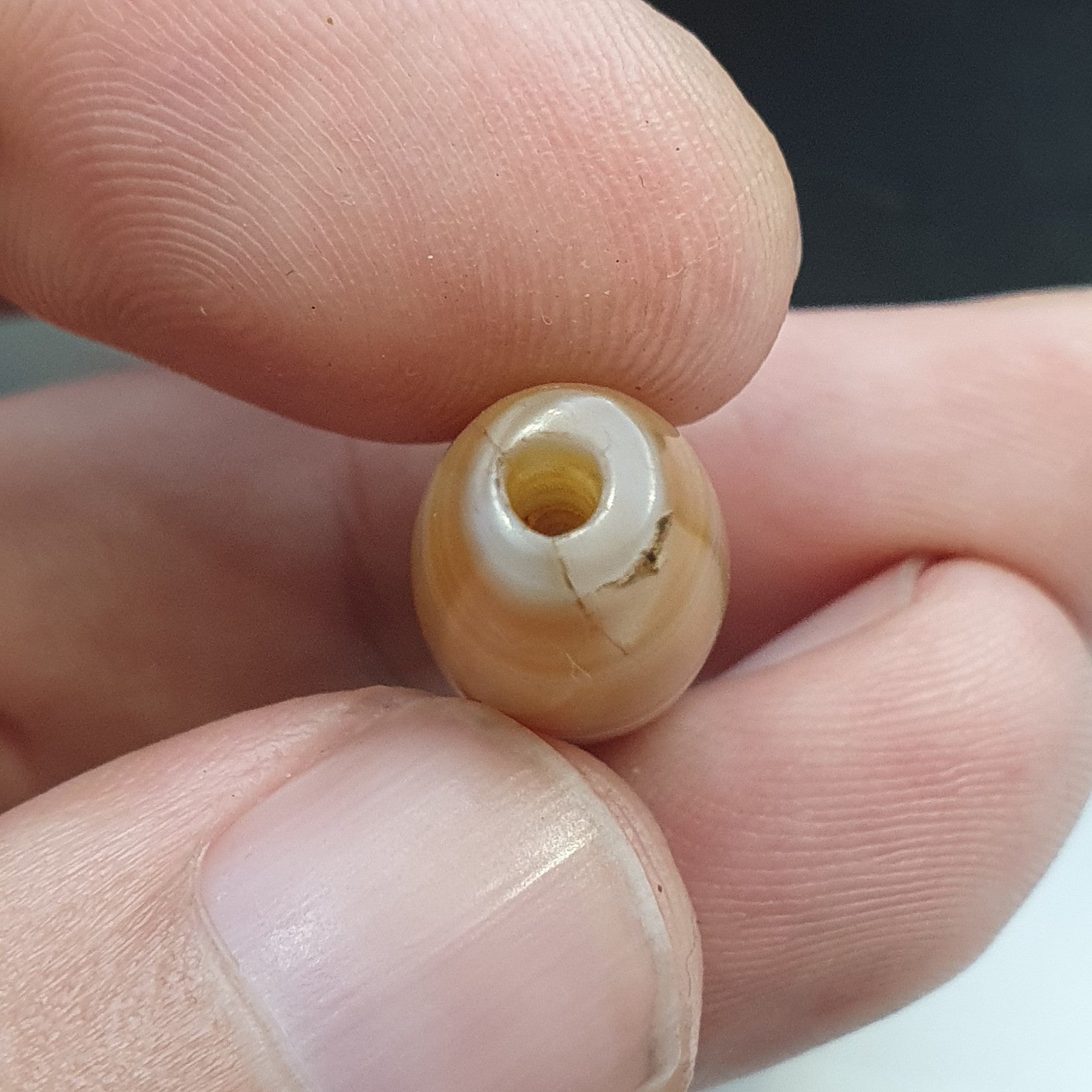 Antique ancient Yemeni Middle eastern Yellow agate stone bead amulet