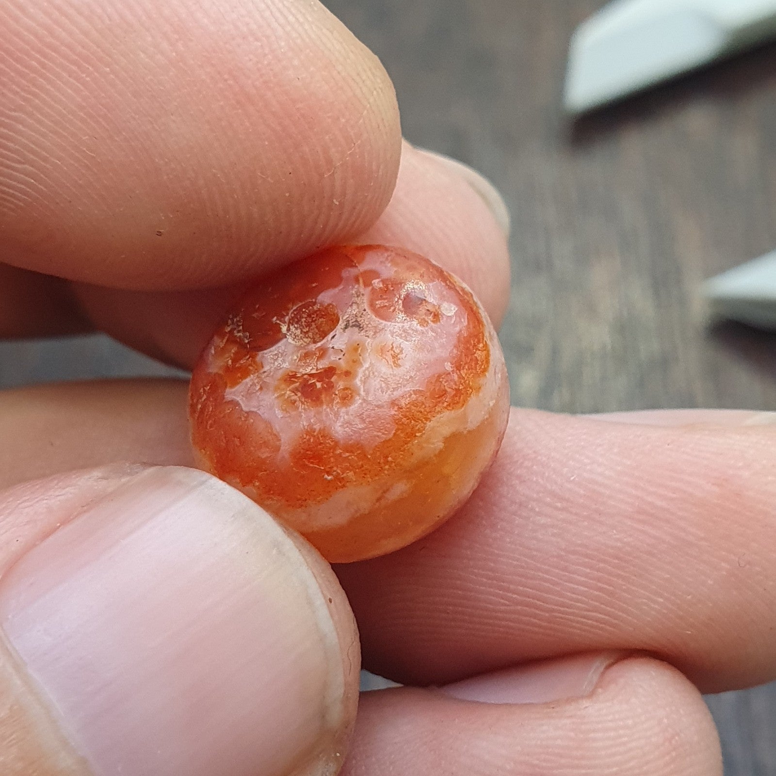 Antique ancient Yemeni Middle eastern Red agate stone bead amulet