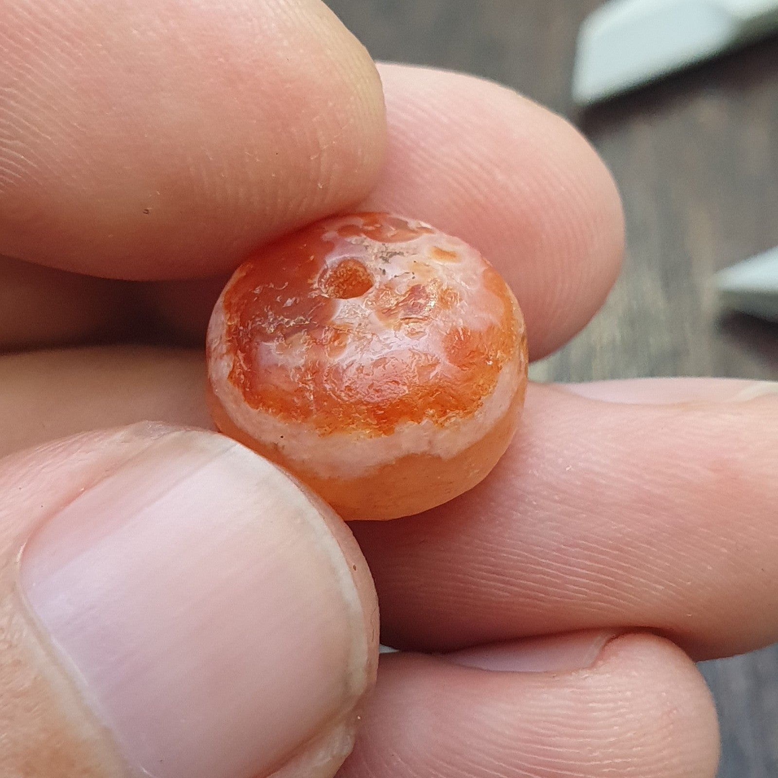 Antique ancient Yemeni Middle eastern Red agate stone bead amulet