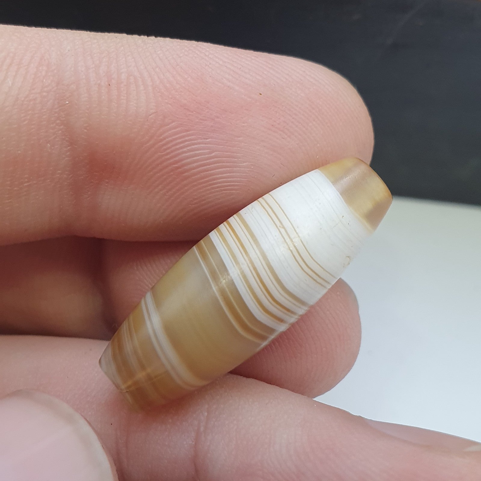 Antique ancient Yemeni Middle eastern Yellow agate stone bead amulet