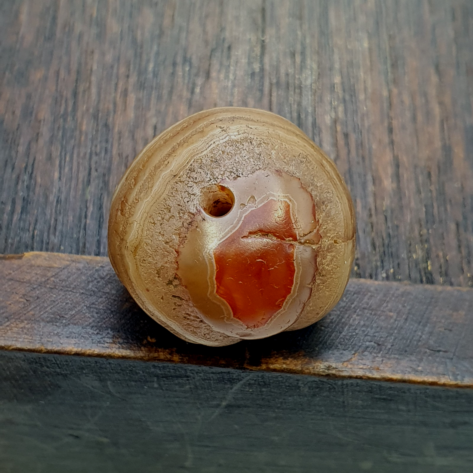 Antique ancient Yemeni Middle eastern Brown red agate stone bead amulet  KHLK 1