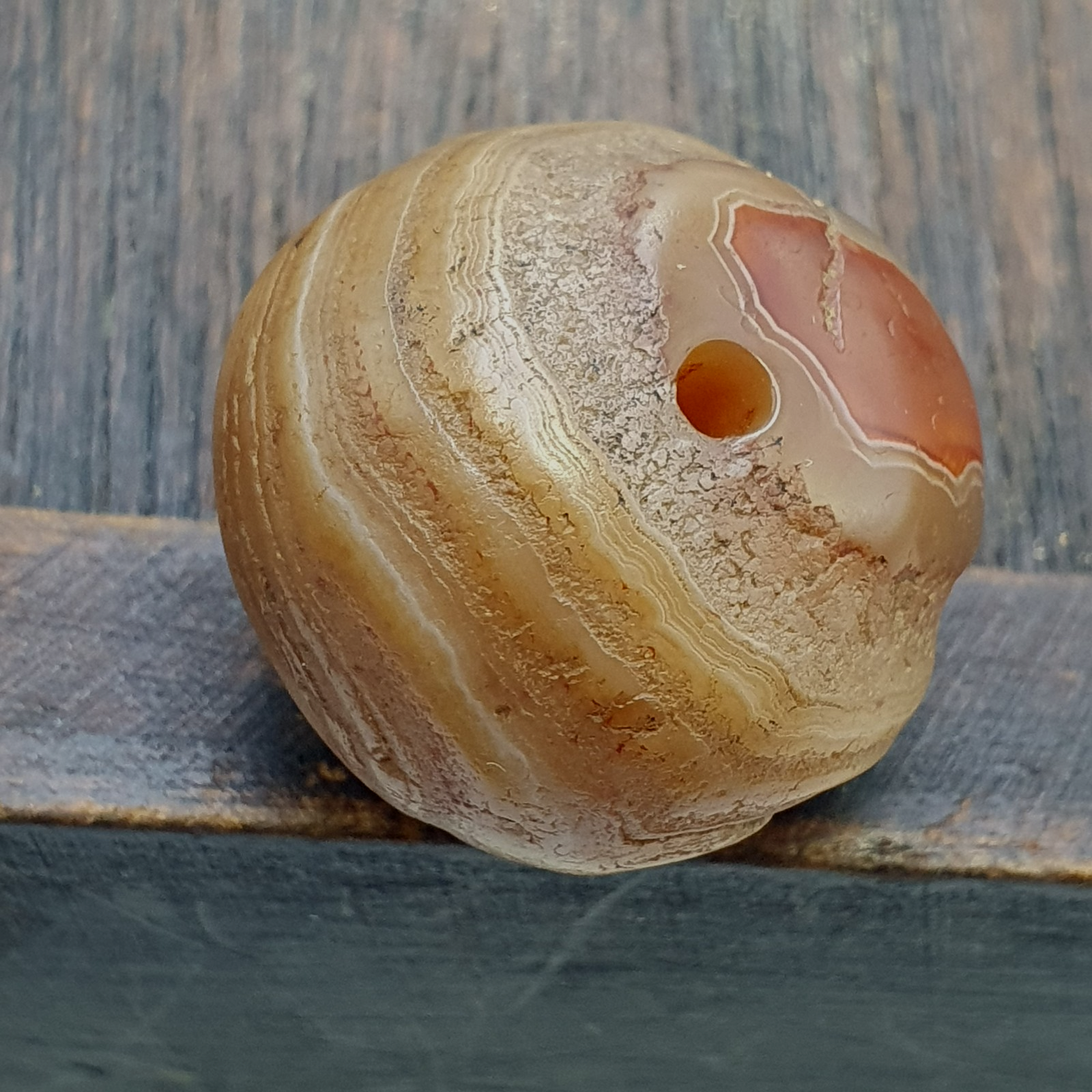 Antique ancient Yemeni Middle eastern Brown red agate stone bead amulet  KHLK 1