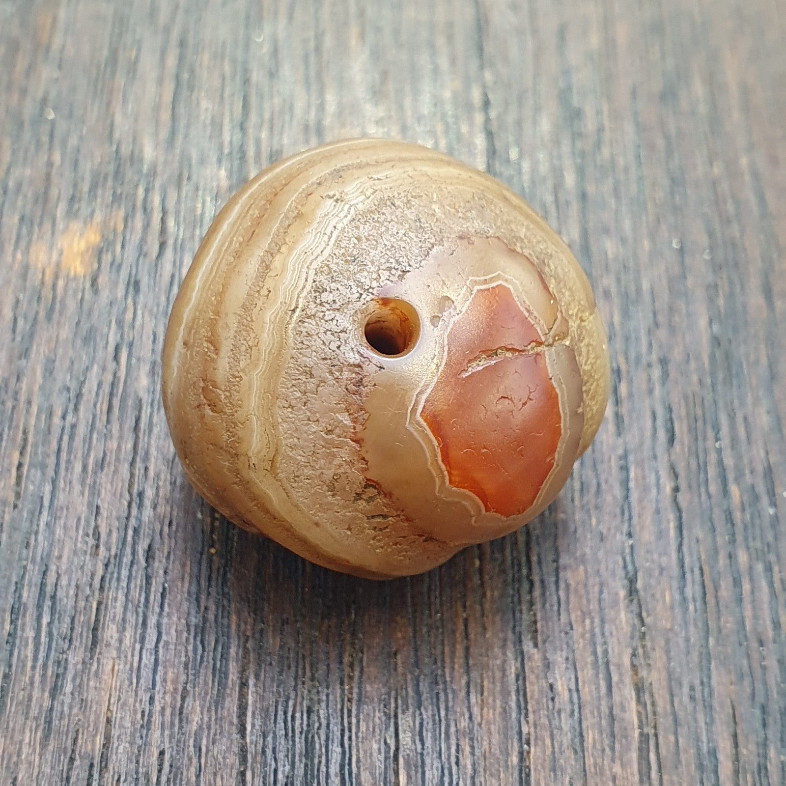 Antique ancient Yemeni Middle eastern Brown red agate stone bead amulet  KHLK 1