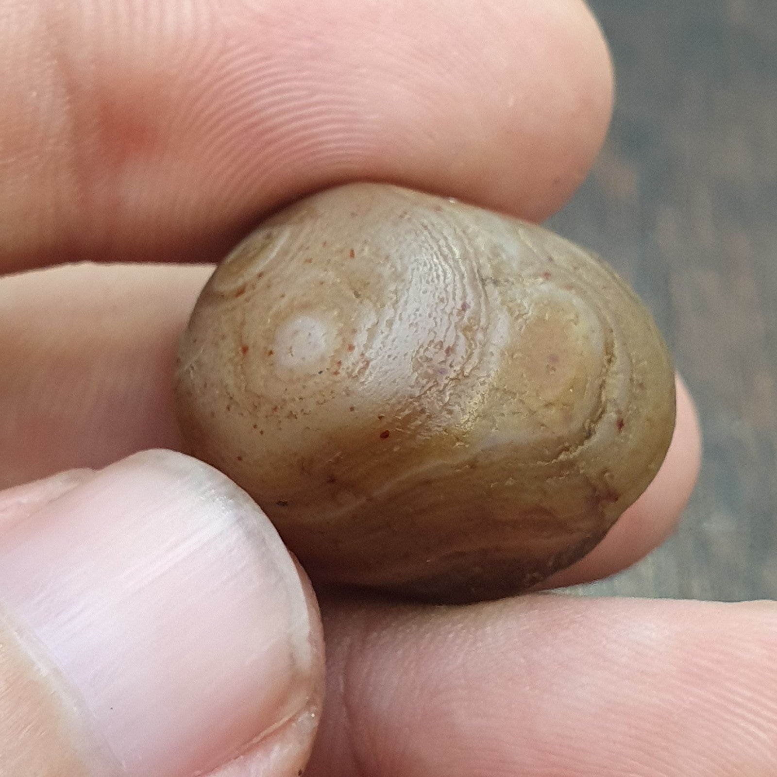 Antique ancient Yemeni Middle eastern Brown red agate stone bead amulet  KHLK 1