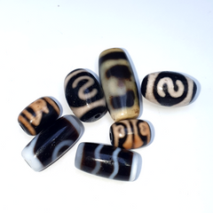 Lot 7 Tibetan dzi bead old amulet Agate Vintage Tibet pendant Necklace