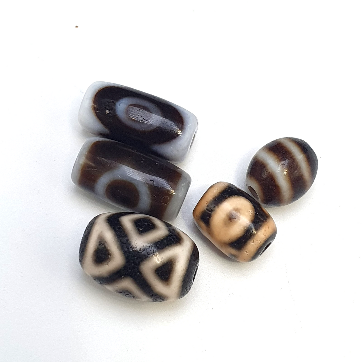 Lot 5 Tibetan dzi bead old amulet Agate Vintage Tibet pendant Necklace