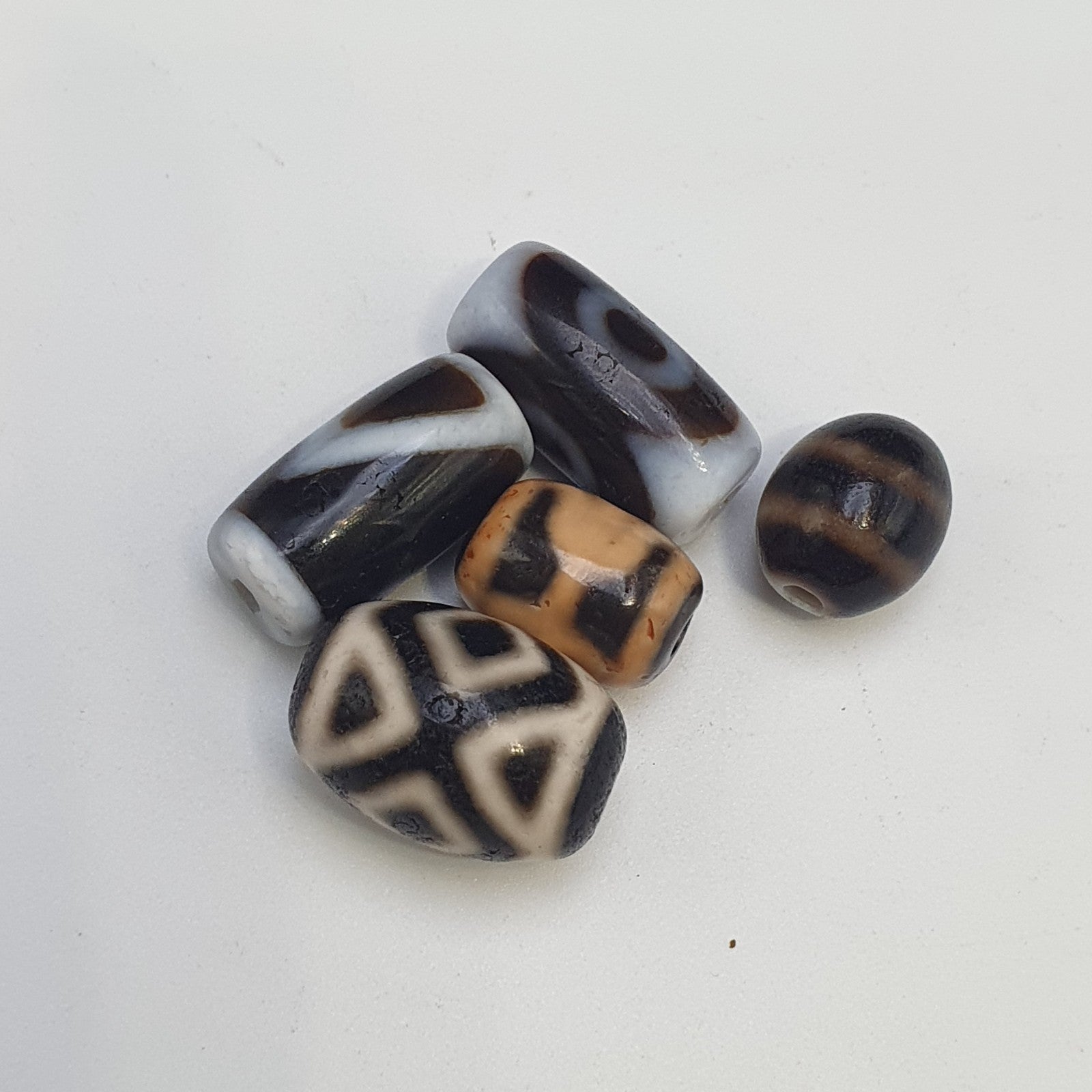 Lot 5 Tibetan dzi bead old amulet Agate Vintage Tibet pendant Necklace