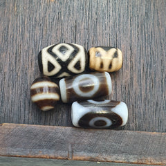 Lot 5 Tibetan dzi bead old amulet Agate Vintage Tibet pendant Necklace