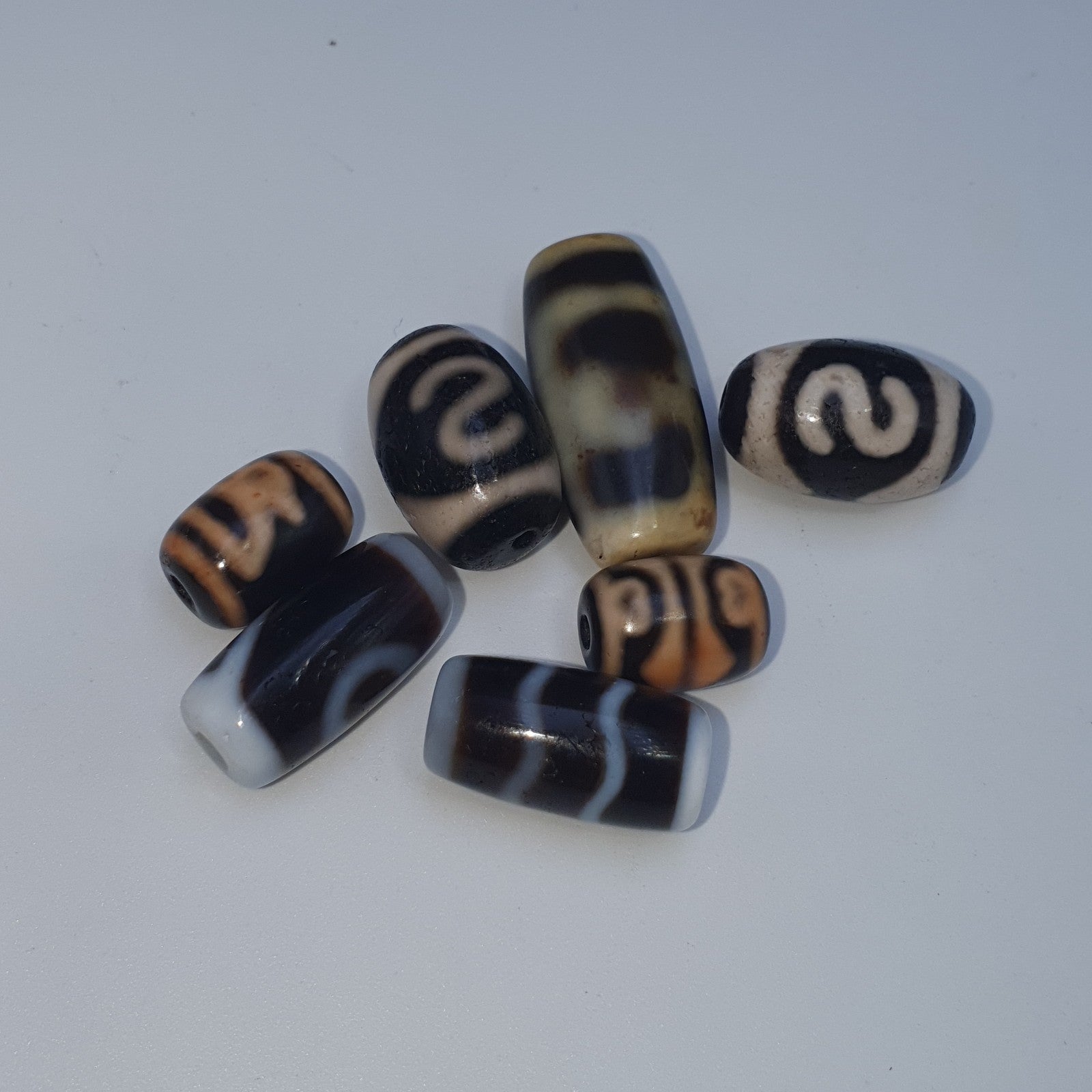 Lot 7 Tibetan dzi bead old amulet Agate Vintage Tibet pendant Necklace