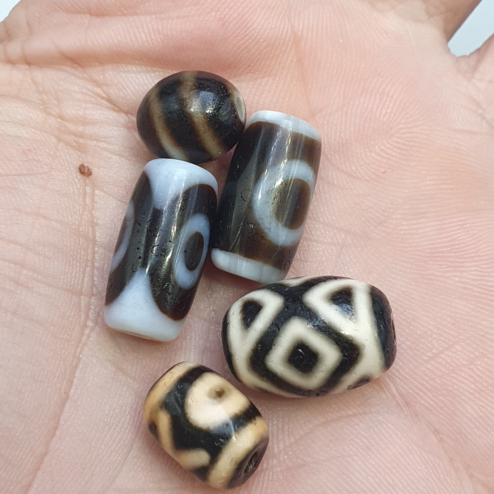 Lot 5 Tibetan dzi bead old amulet Agate Vintage Tibet pendant Necklace