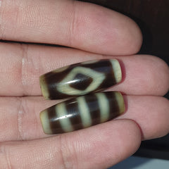 Lot 2 Tibetan dzi bead old amulet Agate Vintage Tibet pendant Necklace