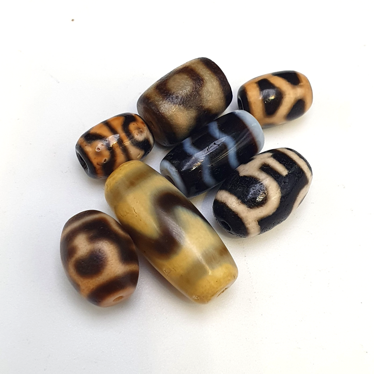 Lot 7 Tibetan dzi bead old amulet Agate Vintage Tibet pendant Necklace