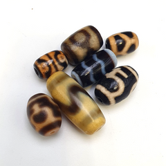 Lot 7 Tibetan dzi bead old amulet Agate Vintage Tibet pendant Necklace