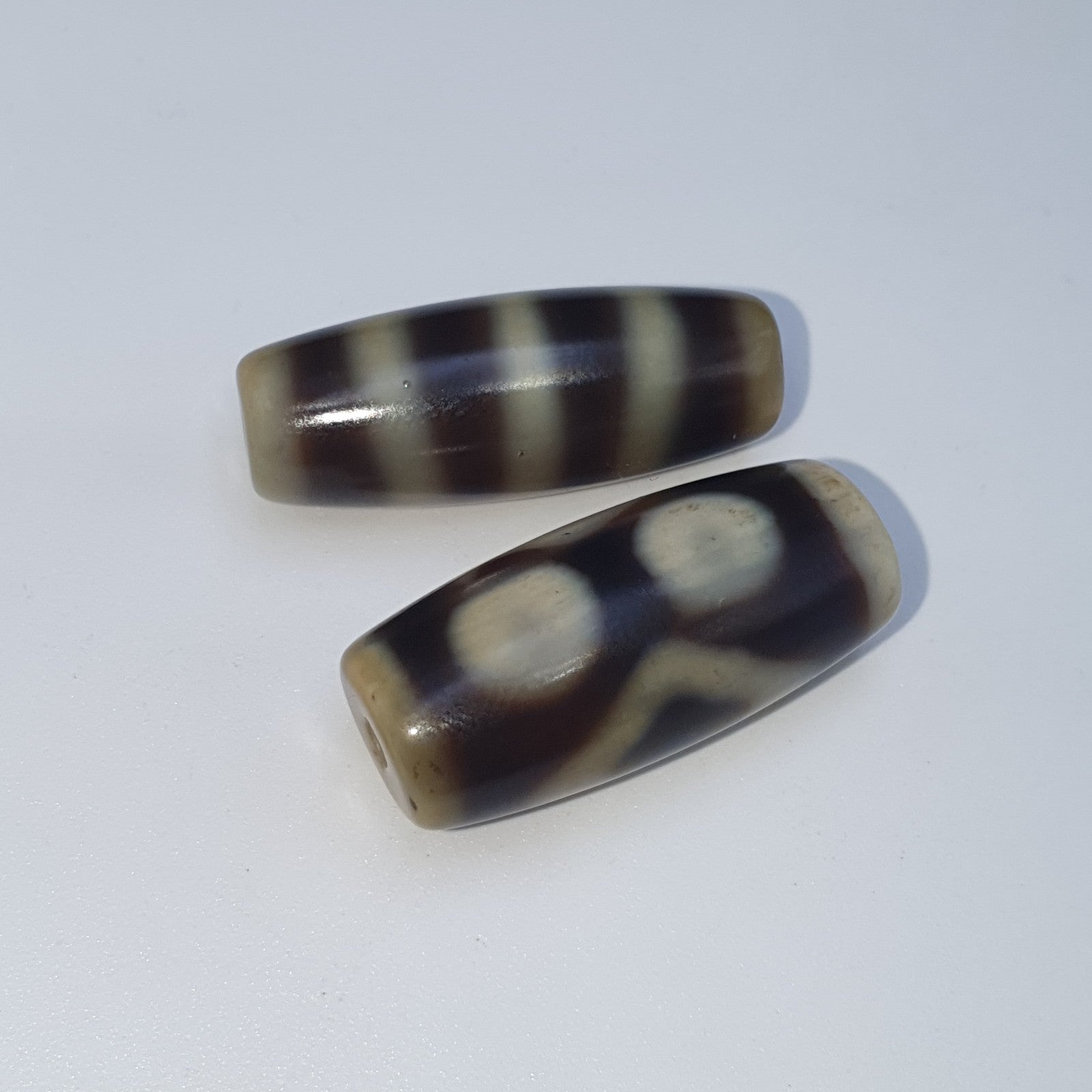 Lot 2 Tibetan dzi bead old amulet Agate Vintage Tibet pendant Necklace