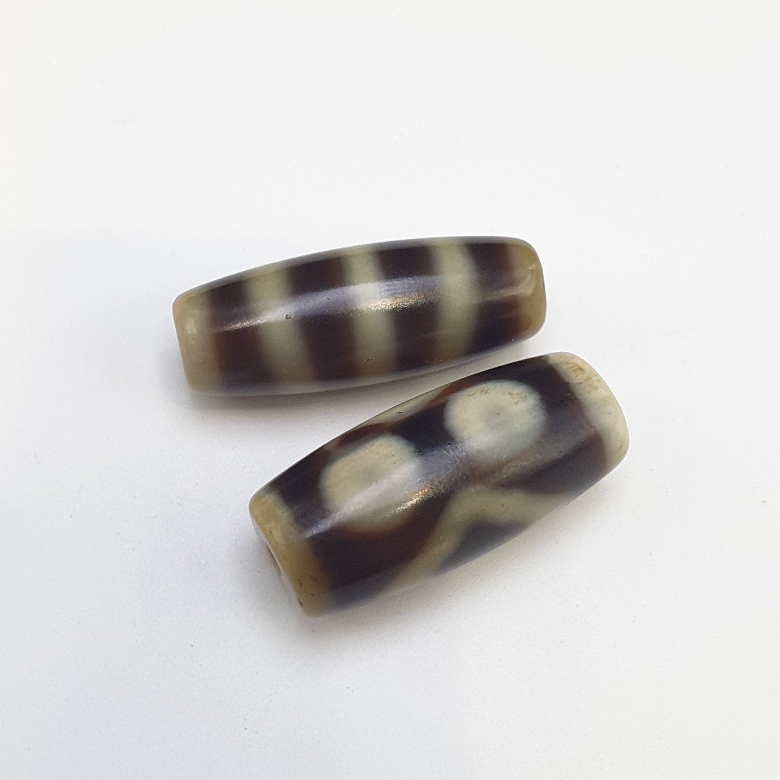 Lot 2 Tibetan dzi bead old amulet Agate Vintage Tibet pendant Necklace