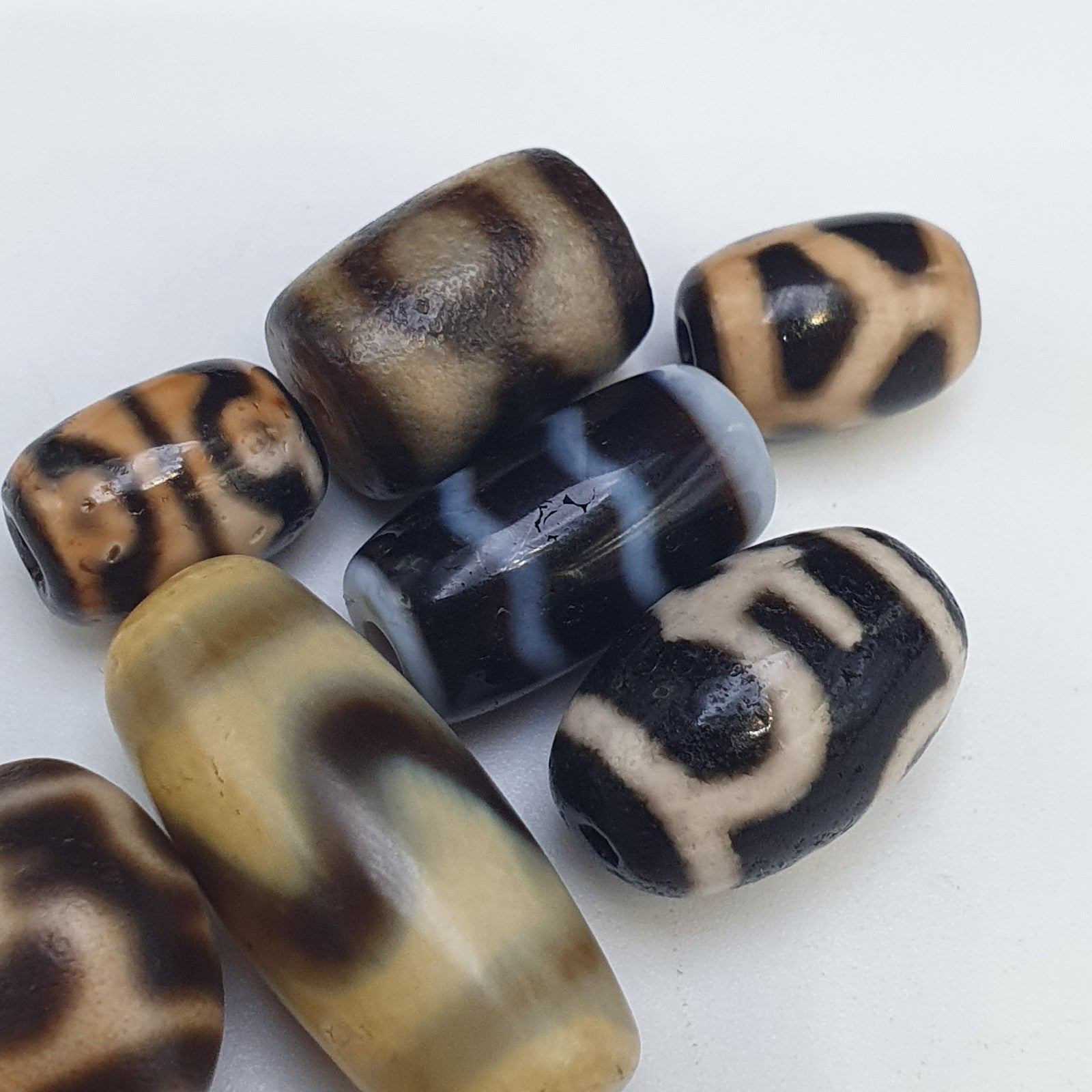 Lot 7 Tibetan dzi bead old amulet Agate Vintage Tibet pendant Necklace