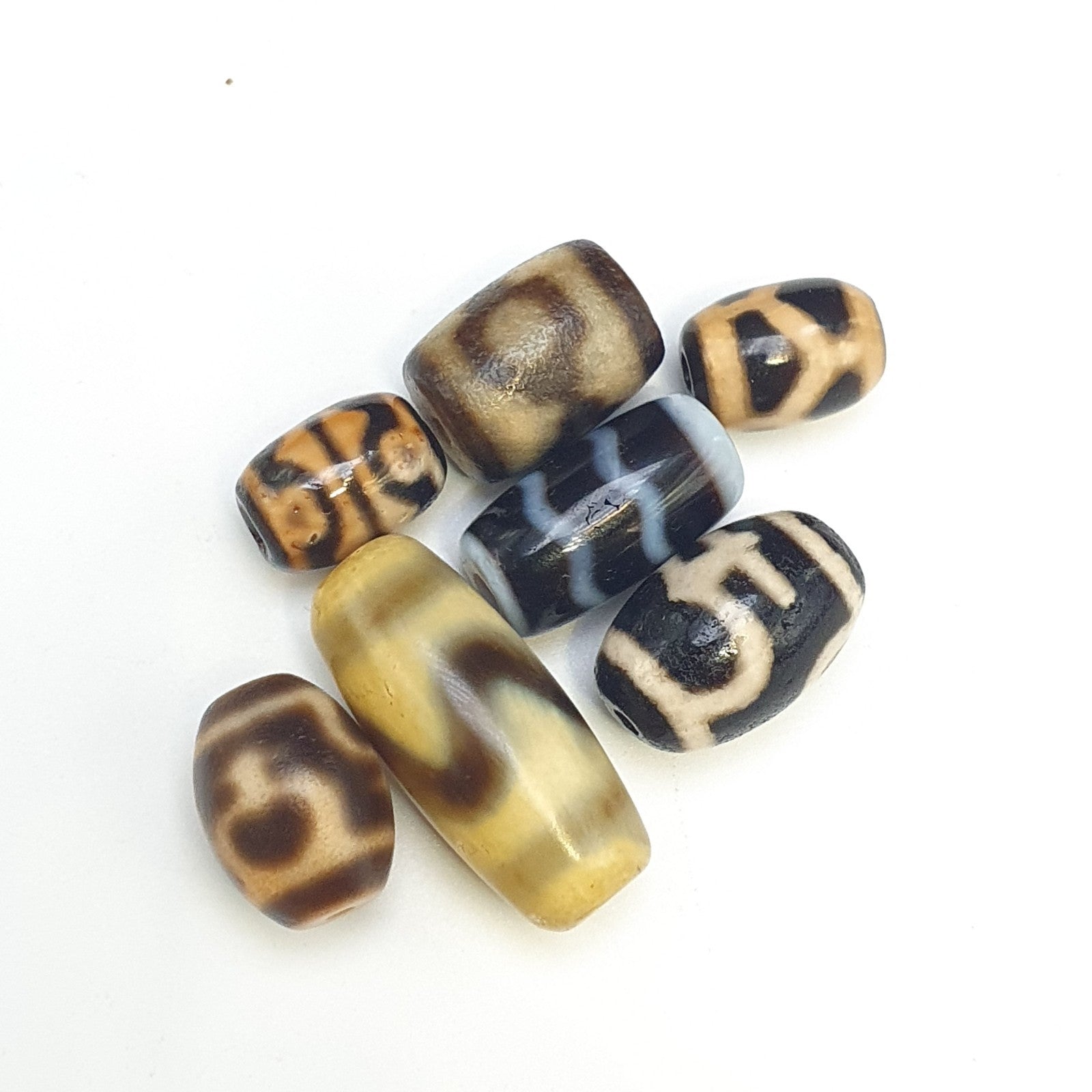 Lot 7 Tibetan dzi bead old amulet Agate Vintage Tibet pendant Necklace