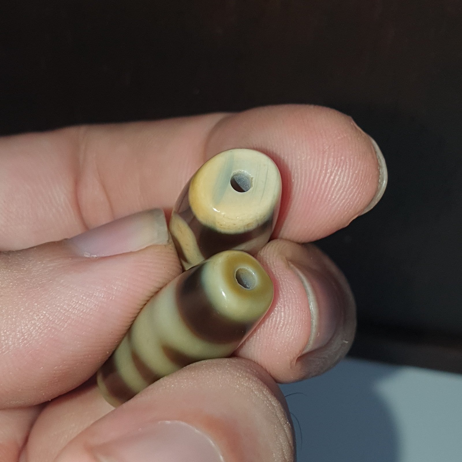 Lot 2 Tibetan dzi bead old amulet Agate Vintage Tibet pendant Necklace