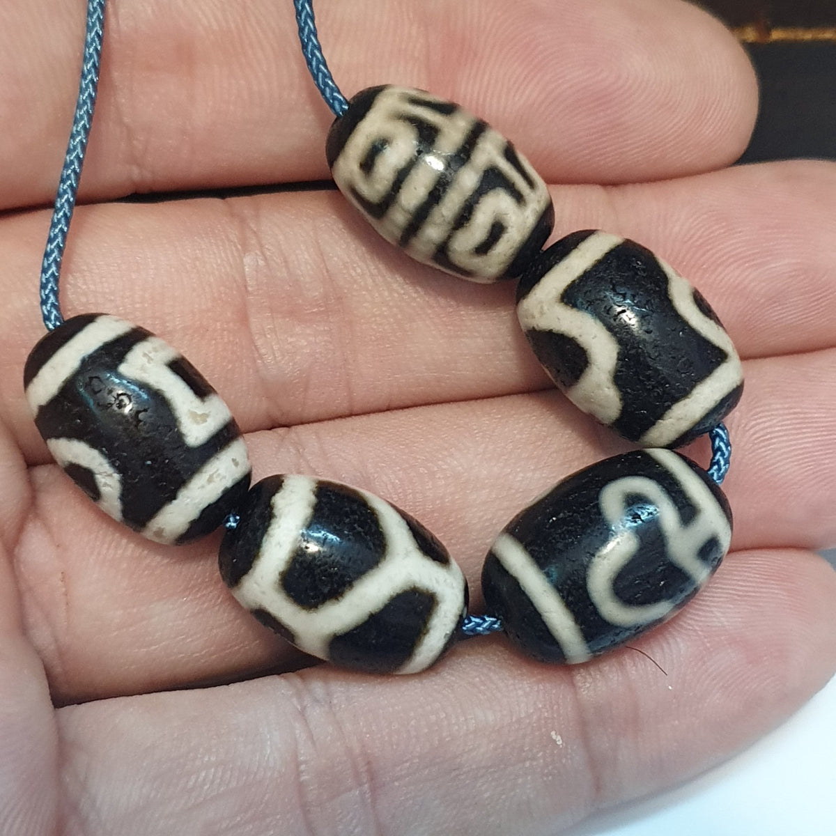 Lot 5 Tibetan dzi bead old amulet Agate Vintage Tibet pendant Necklace