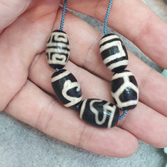 Lot 5 Tibetan dzi bead old amulet Agate Vintage Tibet pendant Necklace