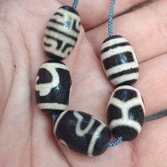 Lot 5 Tibetan dzi bead old amulet Agate Vintage Tibet pendant Necklace