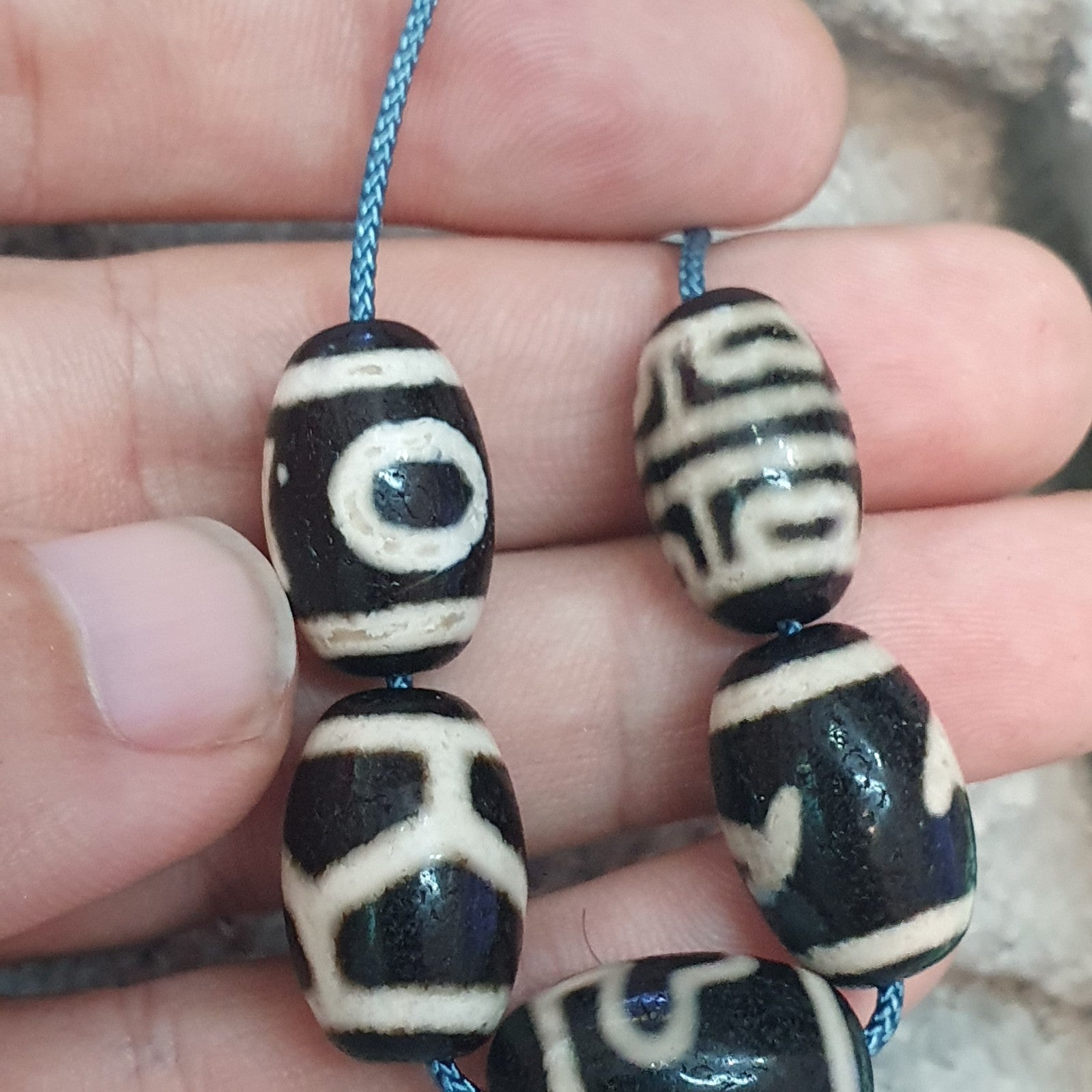 Lot 5 Tibetan dzi bead old amulet Agate Vintage Tibet pendant Necklace