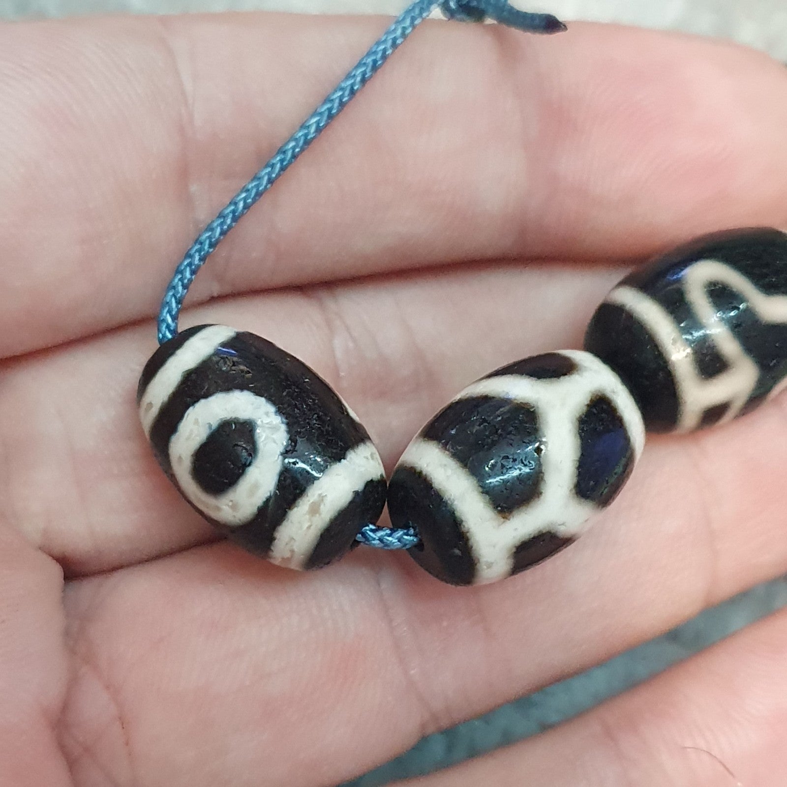 Lot 5 Tibetan dzi bead old amulet Agate Vintage Tibet pendant Necklace