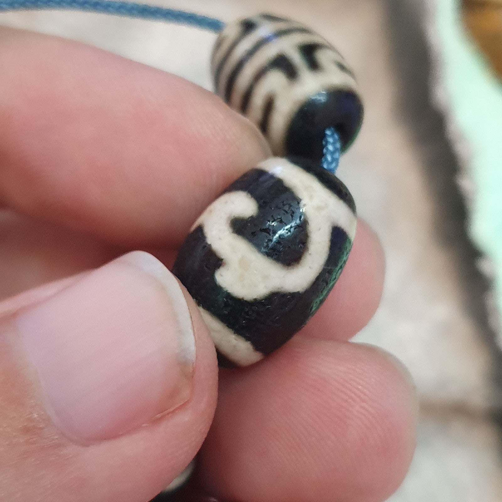 Lot 5 Tibetan dzi bead old amulet Agate Vintage Tibet pendant Necklace