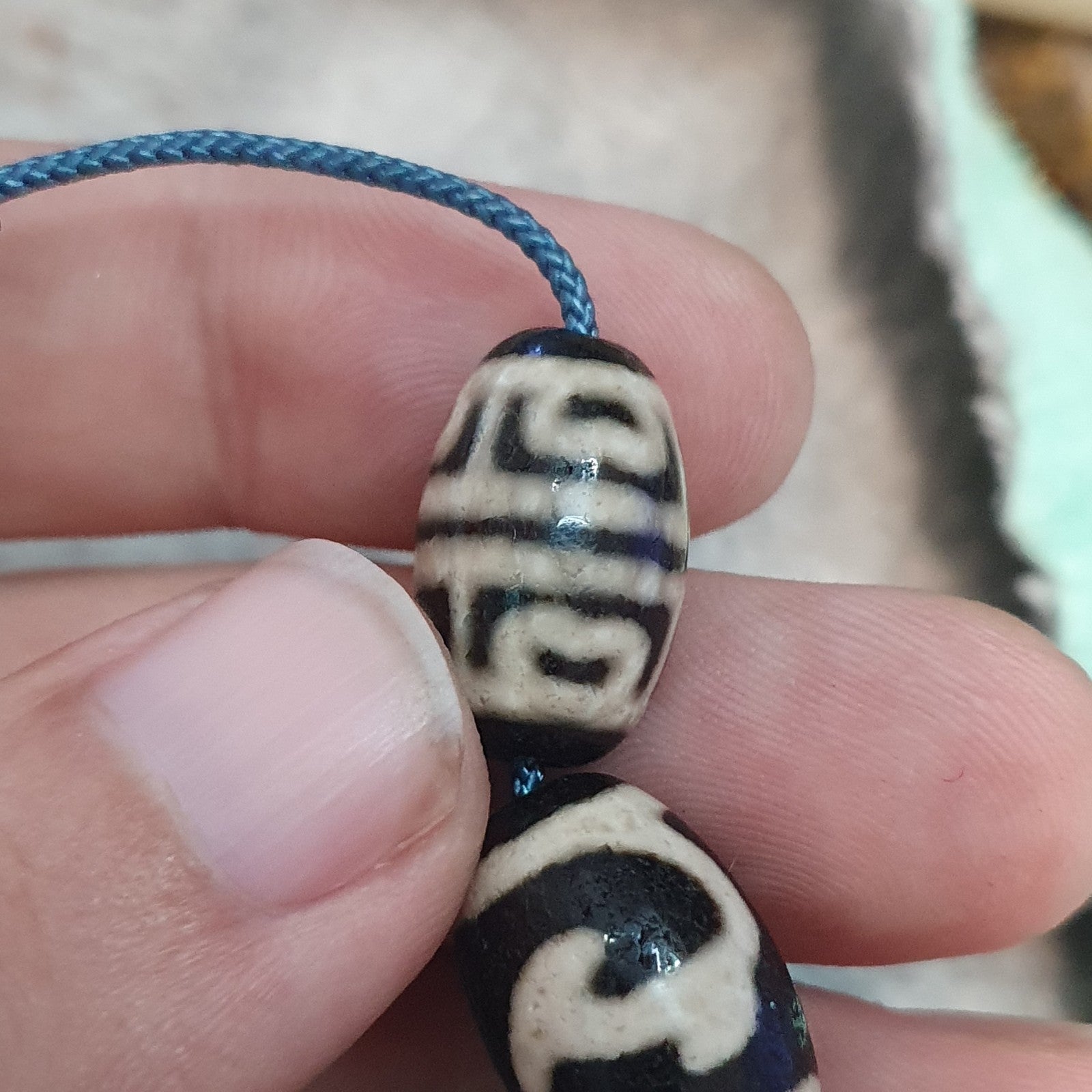 Lot 5 Tibetan dzi bead old amulet Agate Vintage Tibet pendant Necklace