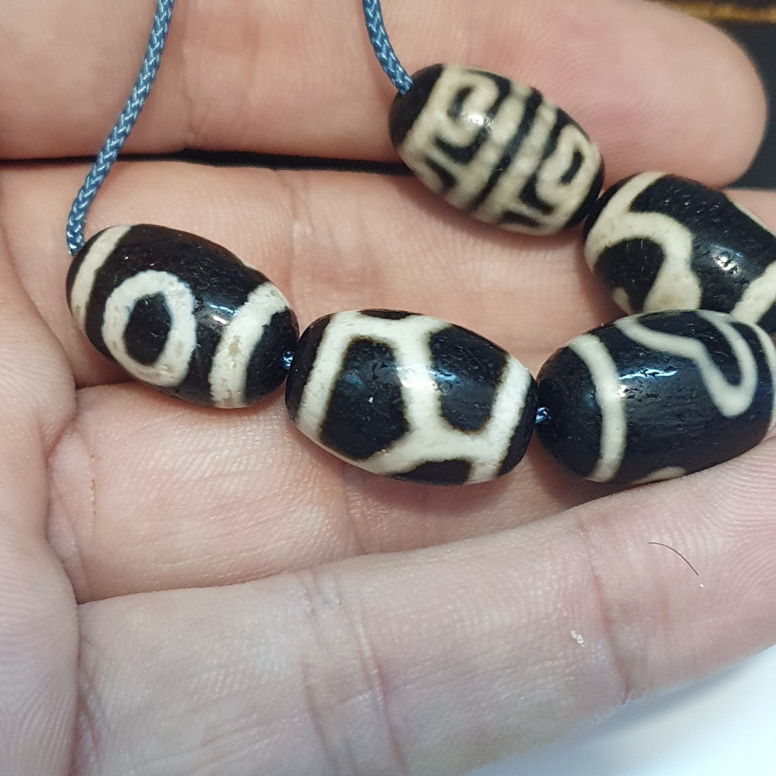 Lot 5 Tibetan dzi bead old amulet Agate Vintage Tibet pendant Necklace