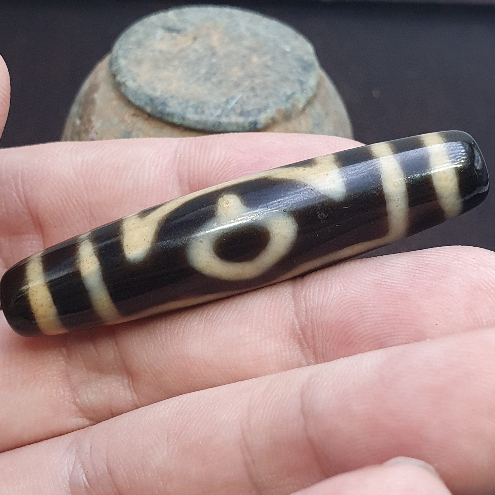 3 eyes vintage old himalayan indo tibetan rare patterns eye dzi amulet beads