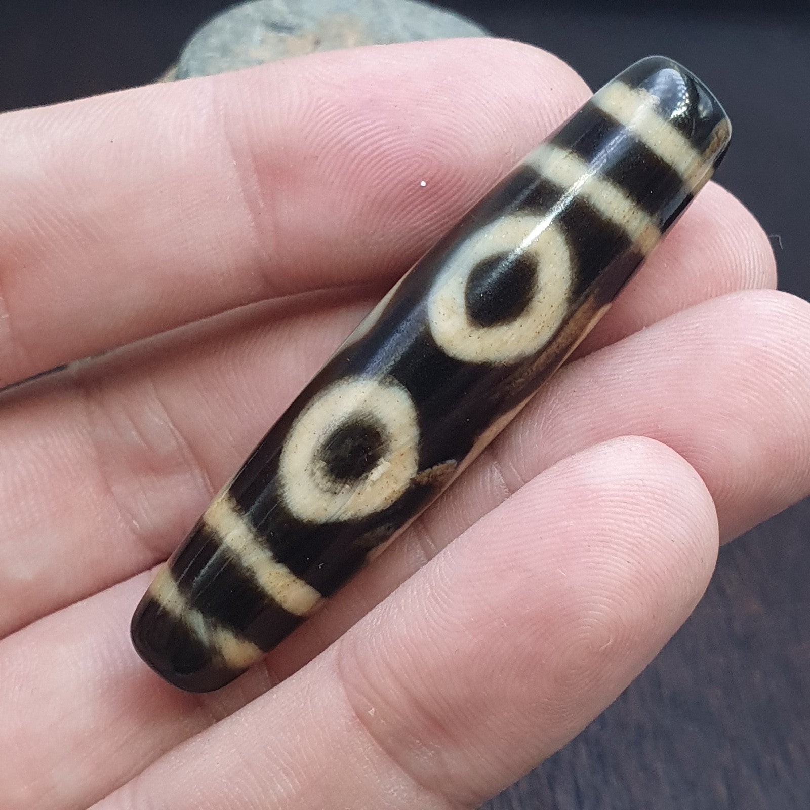 3 eyes vintage old himalayan indo tibetan rare patterns eye dzi amulet beads