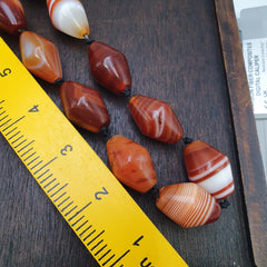 OLd Himalayan Tibetan red agate carnelian beads unique pattern necklace