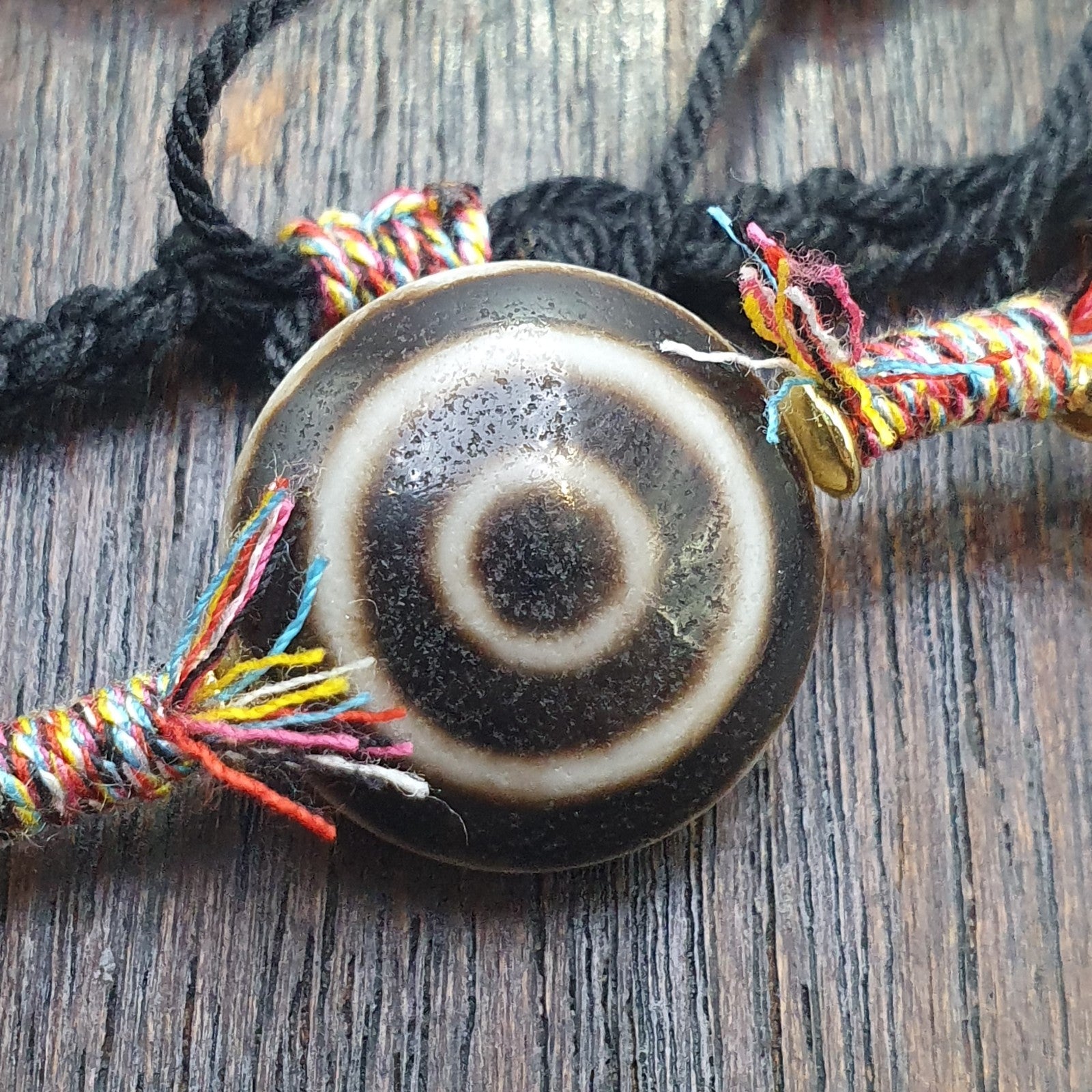 Tibetan tradition agate dzi beads Goat eyes Luk mik motifs spiritual bracelet